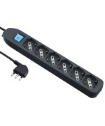 Ferramenta1.com | Multipresa 6p bip/schuko+interr nero fig.4 - PZ 1