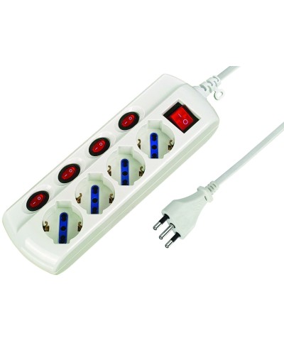 Ferramenta1.com | Multipresa 4p bip/schuko c/5 interr fig.5 - PZ 1