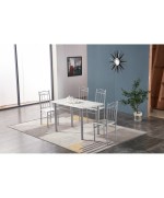 Ferramenta1.com | Set tavolo con 4 sedie 120x70 cm eff.marmo chiaro - PZ 1