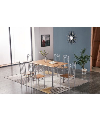 Ferramenta1.com | Set tavolo con 6 sedie 140x80 cm legno chiaro - PZ 1