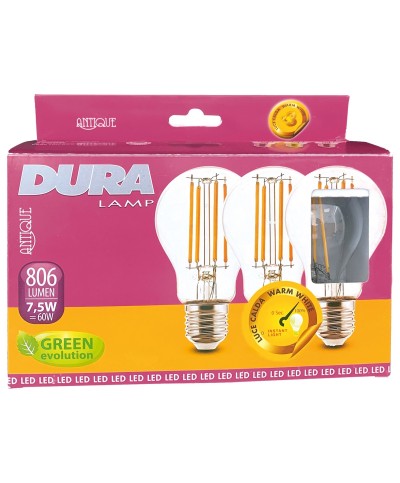 Ferramenta1.com | Led goccia  8w e27  806 lm 2700k calda 3 pz - CF 10