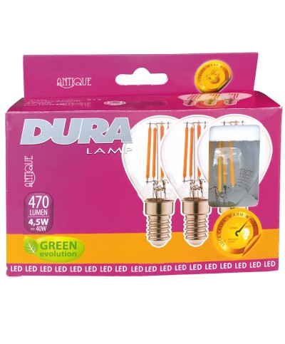 Ferramenta1.com | Led sfera 4,5w e14   470 lm 2700k calda 3 pz - CF 10