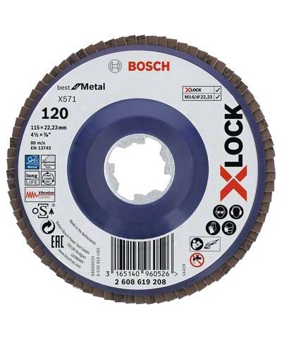 Ferramenta1.com | Bosch-a disco lamellare xlock gr 120 d 115 mm - PZ 10