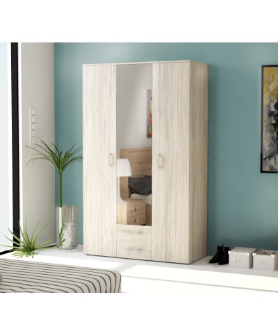 Ferramenta1.com | Kit armadio 3 ante + 2 cassetti specchio 120x52x200 bian/ven.k083 - PZ 1