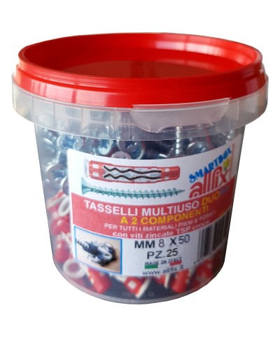 Ferramenta1.com | Tassello duo fix con vite 8x50 mm conf 25 pz - CF 1