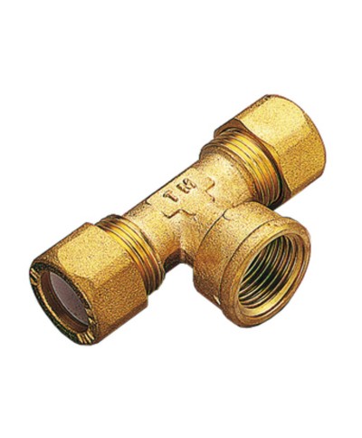 TEE OTTONE DUE BICONI - FEMMINA GAS 12X1/2 PES